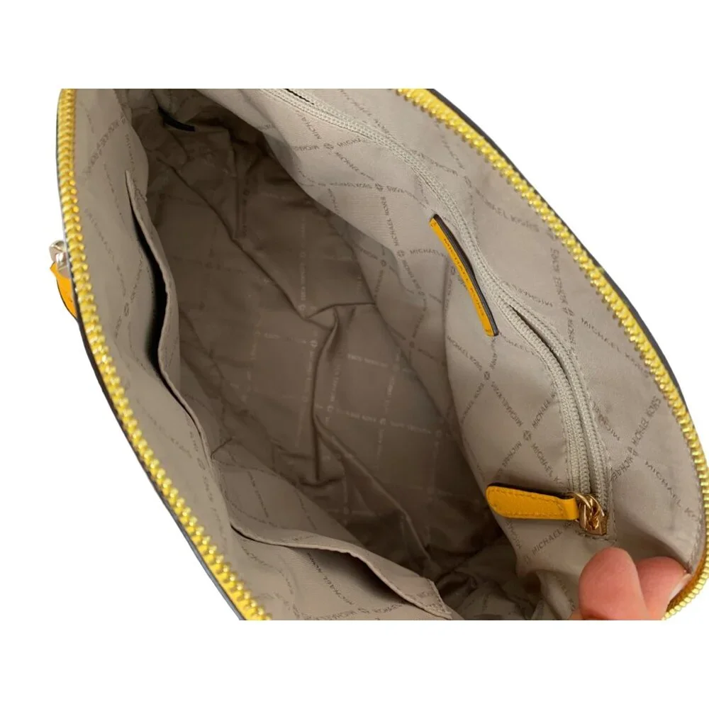 Michael Kors Yellow Leather Bowler Dome Bag Large Emmy Tote Crossbody Bag - Picture 5 of 8